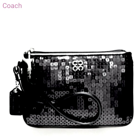 NWT Coach Sequin BLACK Wristlet, SMALL - Picture 1 of 5